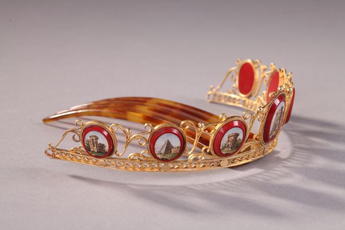 Diadem comb in gold with micromosaic | MasterArt
